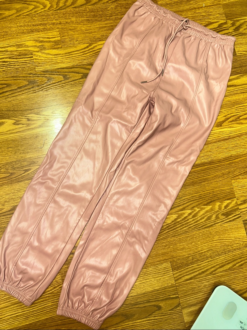 SHEIN Women Faux Leather Jogger Pants in Dusty Rose